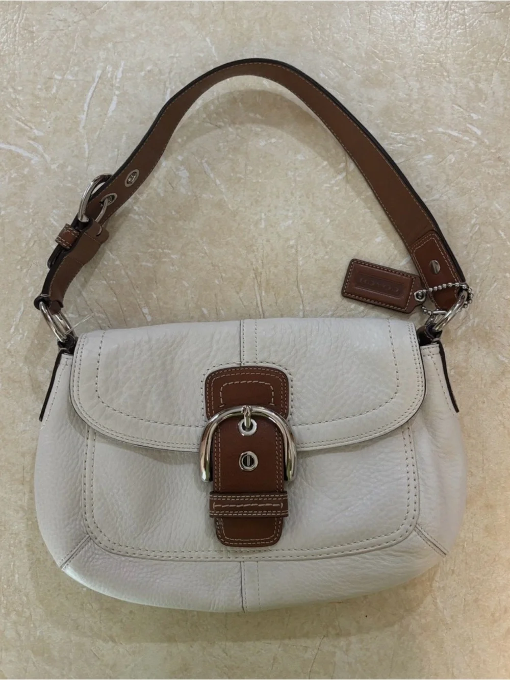 Coach Soho Buckle Shoulder Bag – Ivory Pebbled Leather